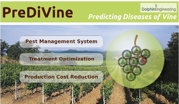 PreDiVine Wine producers may come to rely on PreDiVine, which predicts how diseases and pests might impact your grapes. Part of the Smart Vineyard project, PreDiVine uses wireless sensors to track micro-climate conditions, then produce a report outlining potential threats and treatments. Not only can spotting pests cut down on costs, the system can greatly improve the quality of the grapes, not to mention the wine. 